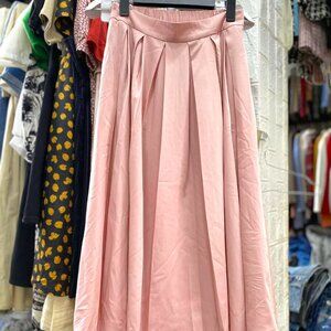 Blush Pink Pleated Midi Skirt